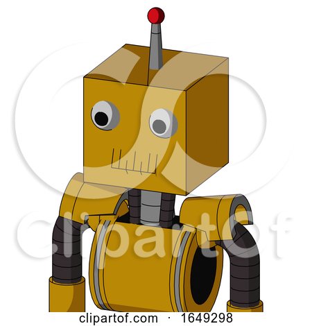 Yellow Droid with Box Head and Toothy Mouth and Two Eyes and Single Led Antenna by Leo Blanchette