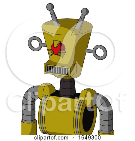 Yellow Automaton with Cylinder-Conic Head and Square Mouth and Angry Cyclops Eye and Double Antenna by Leo Blanchette