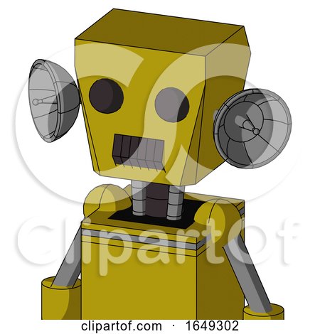 Yellow Automaton with Box Head and Dark Tooth Mouth and Two Eyes by Leo Blanchette