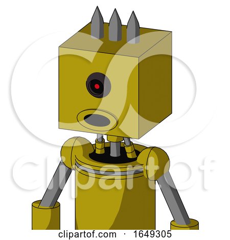 Yellow Automaton with Box Head and Round Mouth and Black Cyclops Eye and Three Spiked by Leo Blanchette