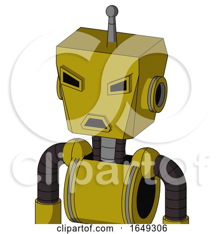 Yellow Automaton with Box Head and Sad Mouth and Angry Eyes and Single Antenna by Leo Blanchette