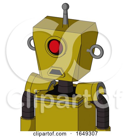 Yellow Automaton with Box Head and Sad Mouth and Cyclops Eye and Single Antenna by Leo Blanchette