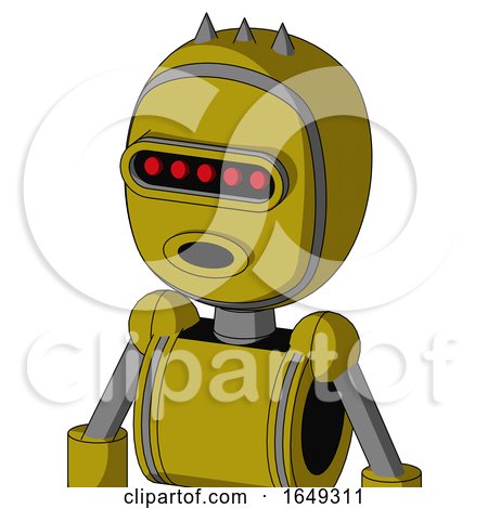 Yellow Automaton with Bubble Head and Round Mouth and Visor Eye and Three Spiked by Leo Blanchette