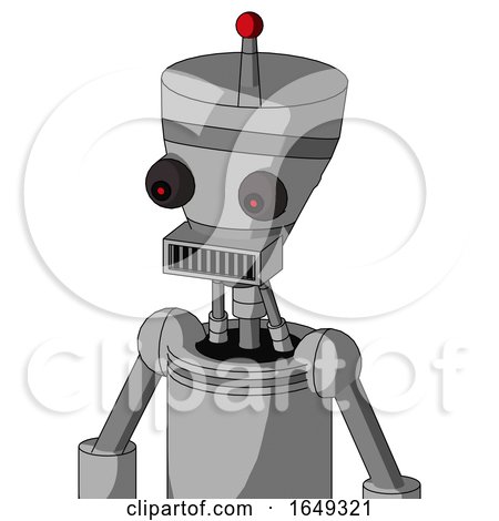 White Automaton with Vase Head and Square Mouth and Red Eyed and Single Led Antenna by Leo Blanchette