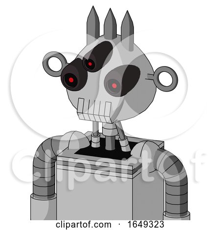 White Automaton with Rounded Head and Teeth Mouth and Three-Eyed and Three Spiked by Leo Blanchette