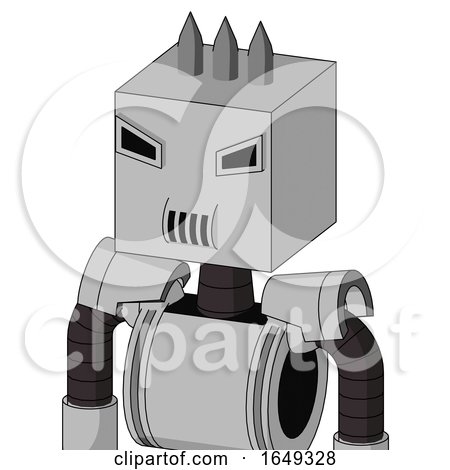 White Automaton with Box Head and Speakers Mouth and Angry Eyes and Three Spiked by Leo Blanchette