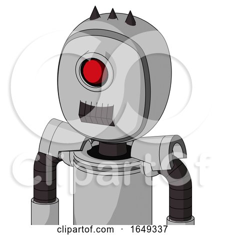 White Automaton with Bubble Head and Dark Tooth Mouth and Cyclops Eye and Three Dark Spikes by Leo Blanchette