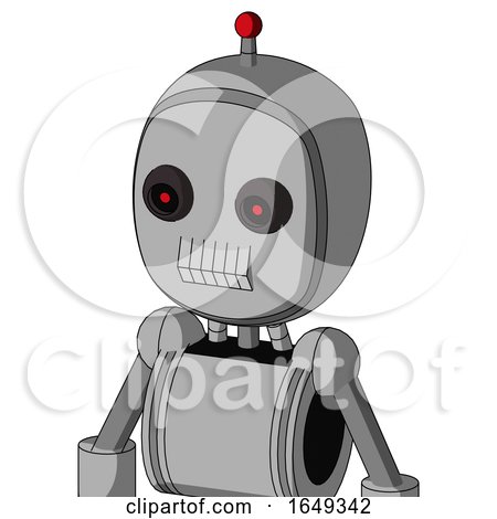 White Automaton with Bubble Head and Teeth Mouth and Black Glowing Red Eyes and Single Led Antenna by Leo Blanchette