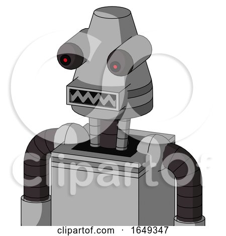 White Automaton with Cone Head and Square Mouth and Red Eyed by Leo Blanchette