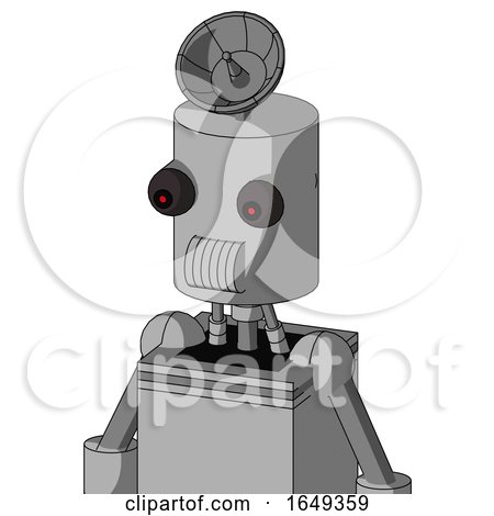 White Automaton with Cylinder Head and Speakers Mouth and Red Eyed and Radar Dish Hat by Leo Blanchette