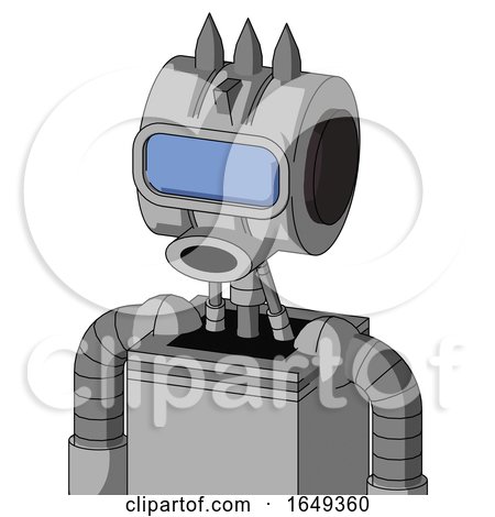 White Automaton with Multi-Toroid Head and Round Mouth and Large Blue Visor Eye and Three Spiked by Leo Blanchette