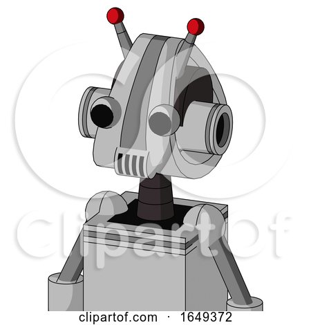 White Automaton with Droid Head and Speakers Mouth and Two Eyes and Double Led Antenna by Leo Blanchette