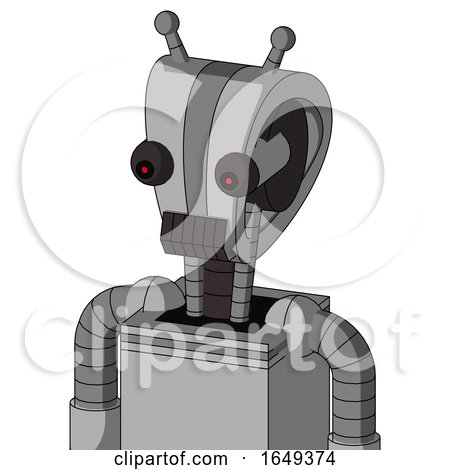 White Automaton with Droid Head and Dark Tooth Mouth and Red Eyed and Double Antenna by Leo Blanchette