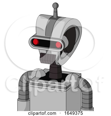 White Automaton with Droid Head and Dark Tooth Mouth and Visor Eye and Single Antenna by Leo Blanchette
