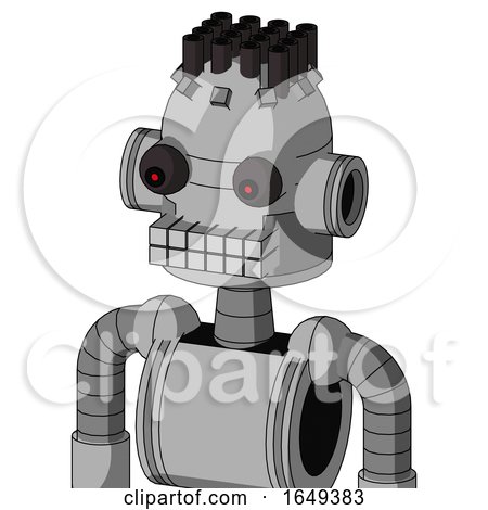 White Automaton with Dome Head and Keyboard Mouth and Red Eyed and Pipe Hair by Leo Blanchette