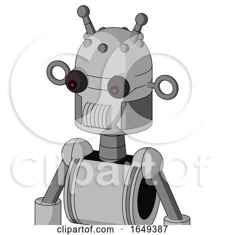 White Automaton with Dome Head and Speakers Mouth and Red Eyed and Double Antenna by Leo Blanchette