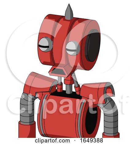Tomato-Red Droid with Multi-Toroid Head and Sad Mouth and Two Eyes and Spike Tip by Leo Blanchette