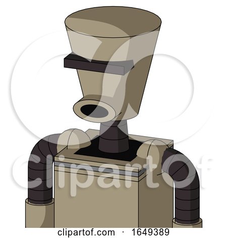 Tan Robot with Cylinder-Conic Head and Round Mouth and Black Visor Cyclops by Leo Blanchette