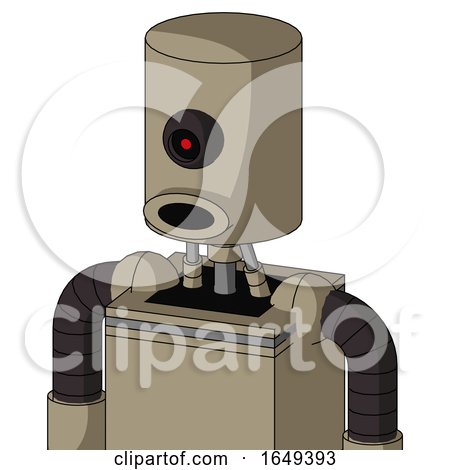 Tan Robot with Cylinder Head and Round Mouth and Black Cyclops Eye by Leo Blanchette