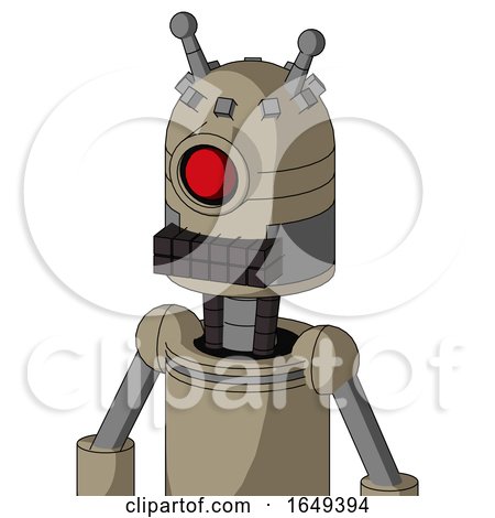 Tan Robot with Dome Head and Keyboard Mouth and Cyclops Eye and Double Antenna by Leo Blanchette
