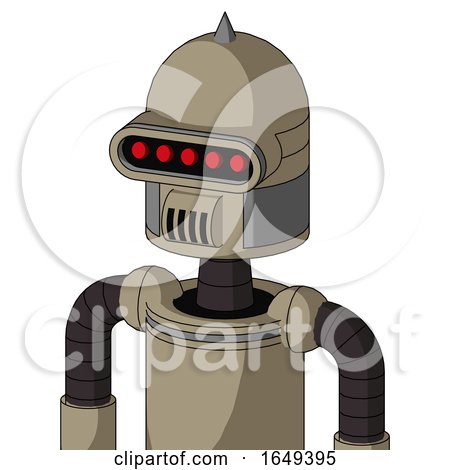 Tan Robot with Dome Head and Speakers Mouth and Visor Eye and Spike Tip by Leo Blanchette