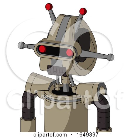 Tan Robot with Droid Head and Dark Tooth Mouth and Visor Eye and Double Led Antenna by Leo Blanchette