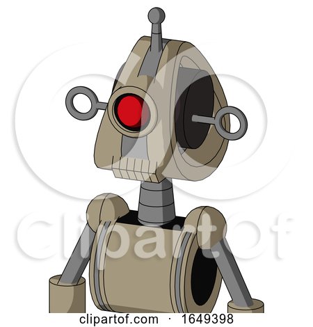 Tan Robot with Droid Head and Toothy Mouth and Cyclops Eye and Single Antenna by Leo Blanchette