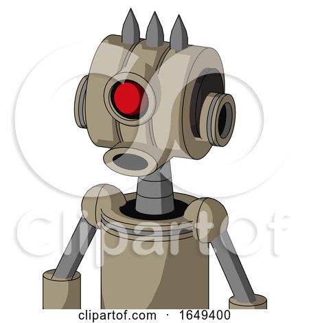 Tan Robot with Multi-Toroid Head and Round Mouth and Cyclops Eye and Three Spiked by Leo Blanchette