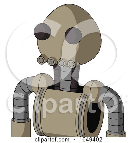 Tan Robot with Rounded Head and Pipes Mouth and Two Eyes by Leo Blanchette