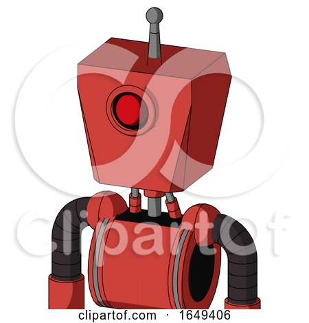 Tomato-Red Droid with Box Head and Cyclops Eye and Single Antenna by Leo Blanchette