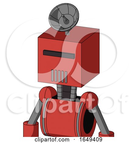 Tomato-Red Droid with Box Head and Vent Mouth and Black Visor Cyclops and Radar Dish Hat by Leo Blanchette