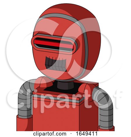 Tomato-Red Droid with Bubble Head and Dark Tooth Mouth and Visor Eye by Leo Blanchette