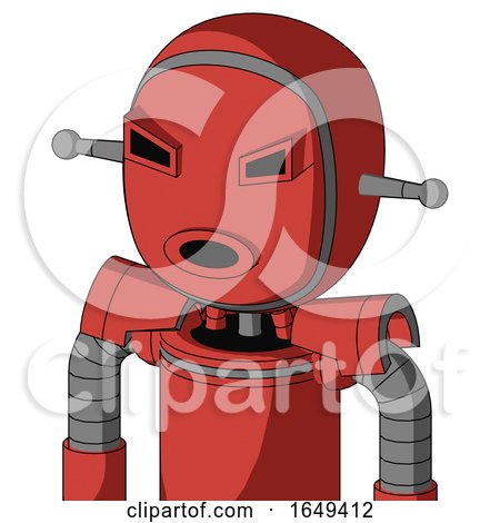 Tomato-Red Droid with Bubble Head and Round Mouth and Angry Eyes by Leo Blanchette