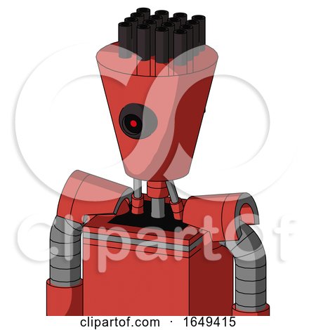 Tomato-Red Droid with Cylinder-Conic Head and Black Cyclops Eye and Pipe Hair by Leo Blanchette