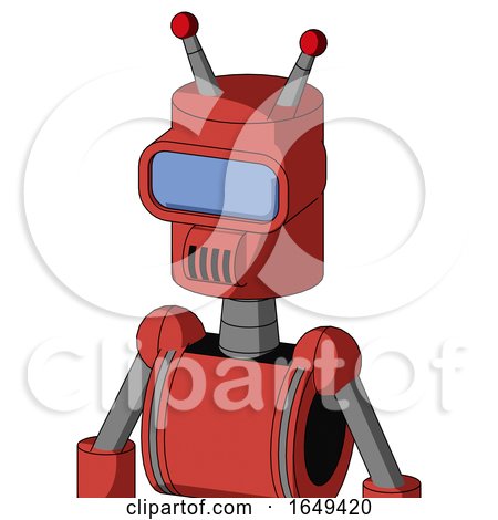 Tomato-Red Droid with Cylinder Head and Speakers Mouth and Large Blue Visor Eye and Double Led Antenna by Leo Blanchette