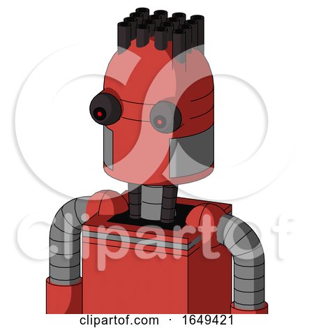 Tomato-Red Droid with Dome Head and Red Eyed and Pipe Hair by Leo Blanchette