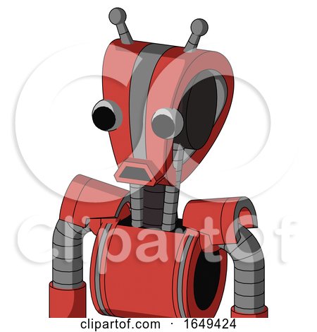 Tomato-Red Droid with Droid Head and Sad Mouth and Two Eyes and Double Antenna by Leo Blanchette
