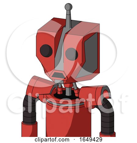 Tomato-Red Droid with Mechanical Head and Sad Mouth and Two Eyes and Single Antenna by Leo Blanchette
