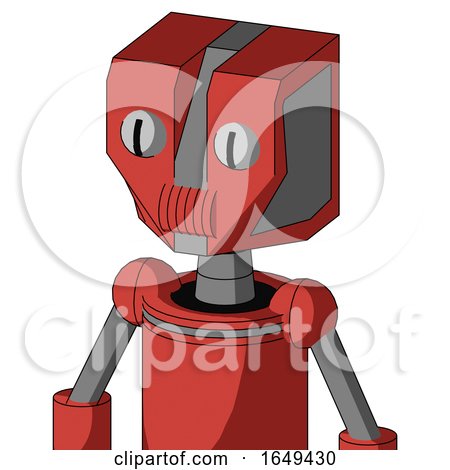 Tomato-Red Droid with Mechanical Head and Speakers Mouth and Two Eyes by Leo Blanchette