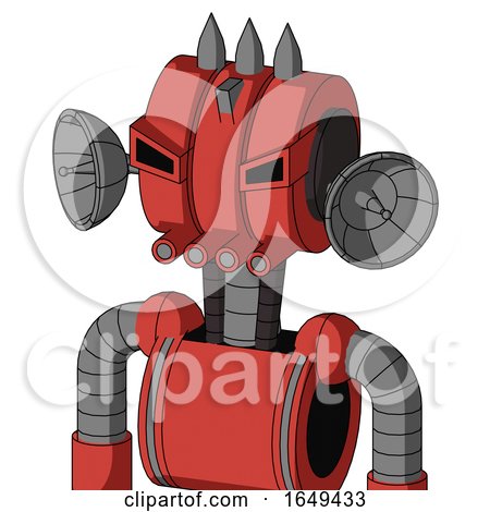Tomato-Red Droid with Multi-Toroid Head and Pipes Mouth and Angry Eyes and Three Spiked by Leo Blanchette