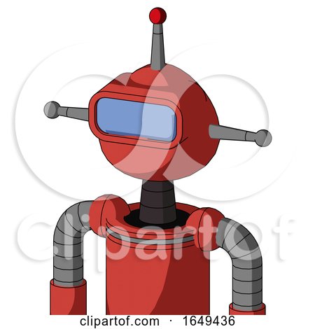Tomato-Red Droid with Rounded Head and Large Blue Visor Eye and Single Led Antenna by Leo Blanchette