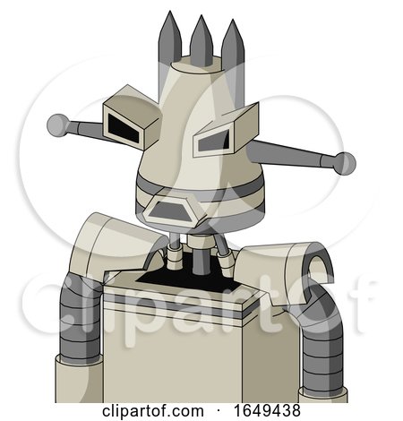 Tan Mech with Cone Head and Sad Mouth and Angry Eyes and Three Spiked by Leo Blanchette
