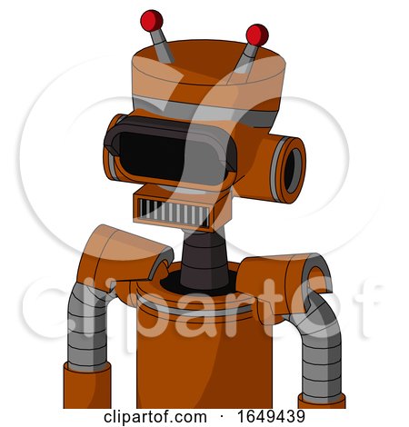 Redish-Orange Mech with Vase Head and Square Mouth and Black Visor Eye and Double Led Antenna by Leo Blanchette