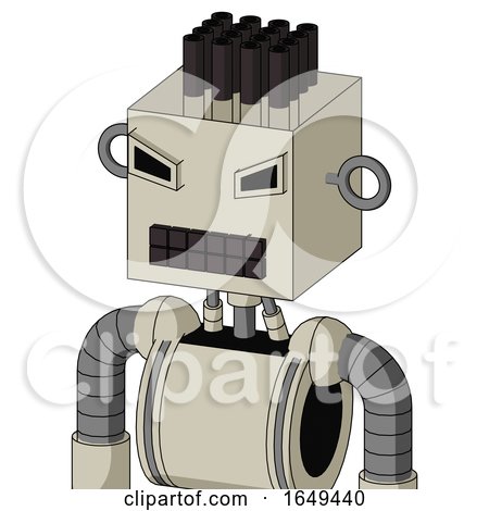 Tan Mech with Box Head and Keyboard Mouth and Angry Eyes and Pipe Hair by Leo Blanchette