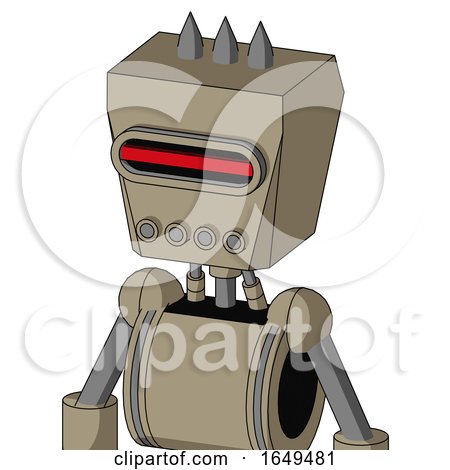 Tan Robot with Box Head and Pipes Mouth and Visor Eye and Three Spiked by Leo Blanchette