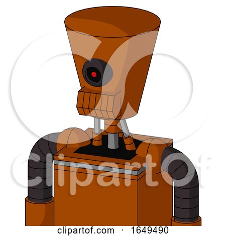 Redish-Orange Mech with Cylinder-Conic Head and Toothy Mouth and Black Cyclops Eye by Leo Blanchette