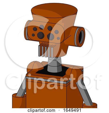 Redish-Orange Mech with Cylinder-Conic Head and Vent Mouth and Bug Eyes by Leo Blanchette