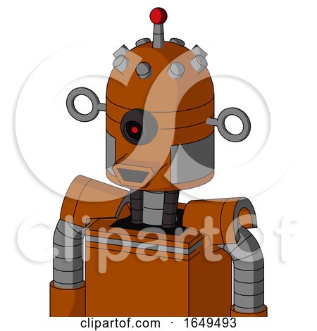 Redish-Orange Mech with Dome Head and Happy Mouth and Black Cyclops Eye and Single Led Antenna by Leo Blanchette
