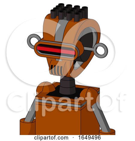 Redish-Orange Mech with Droid Head and Speakers Mouth and Visor Eye and Pipe Hair by Leo Blanchette