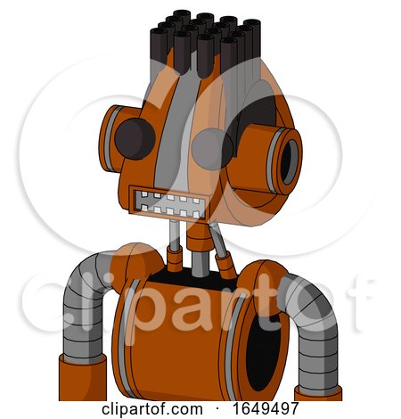 Redish-Orange Mech with Droid Head and Square Mouth and Two Eyes and Pipe Hair by Leo Blanchette